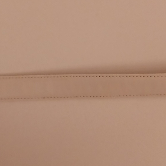 GENUINE LEATHER Women Size L White Color Gold Buckle